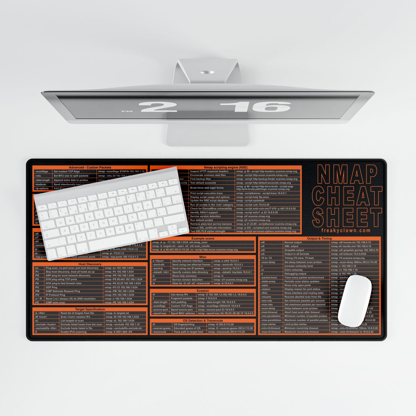 Nmap Cheat Sheet Desk Mat (Black & Orange)